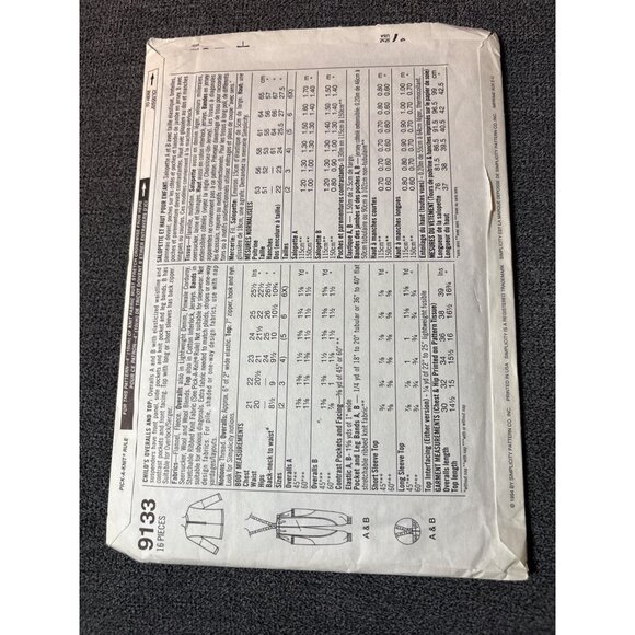 Simplicity 9133 Birch Street Overalls Pattern Kids Size 2-4 Uncut 1994 Sewing Cr - Picture 3 of 5